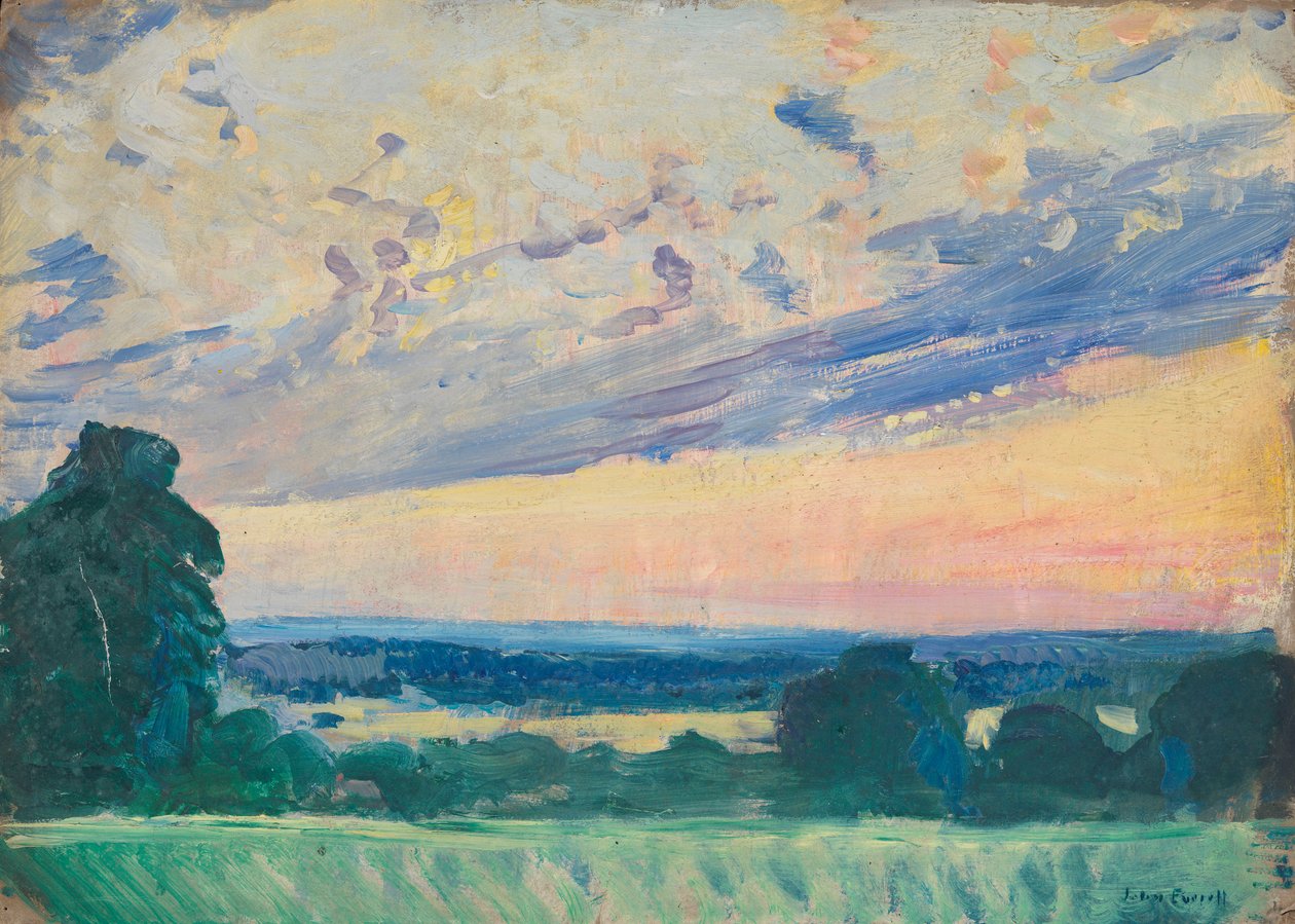 Paisagem marítima, finais do século XIX - meados do século XX (óleo sobre papel) de John Everett