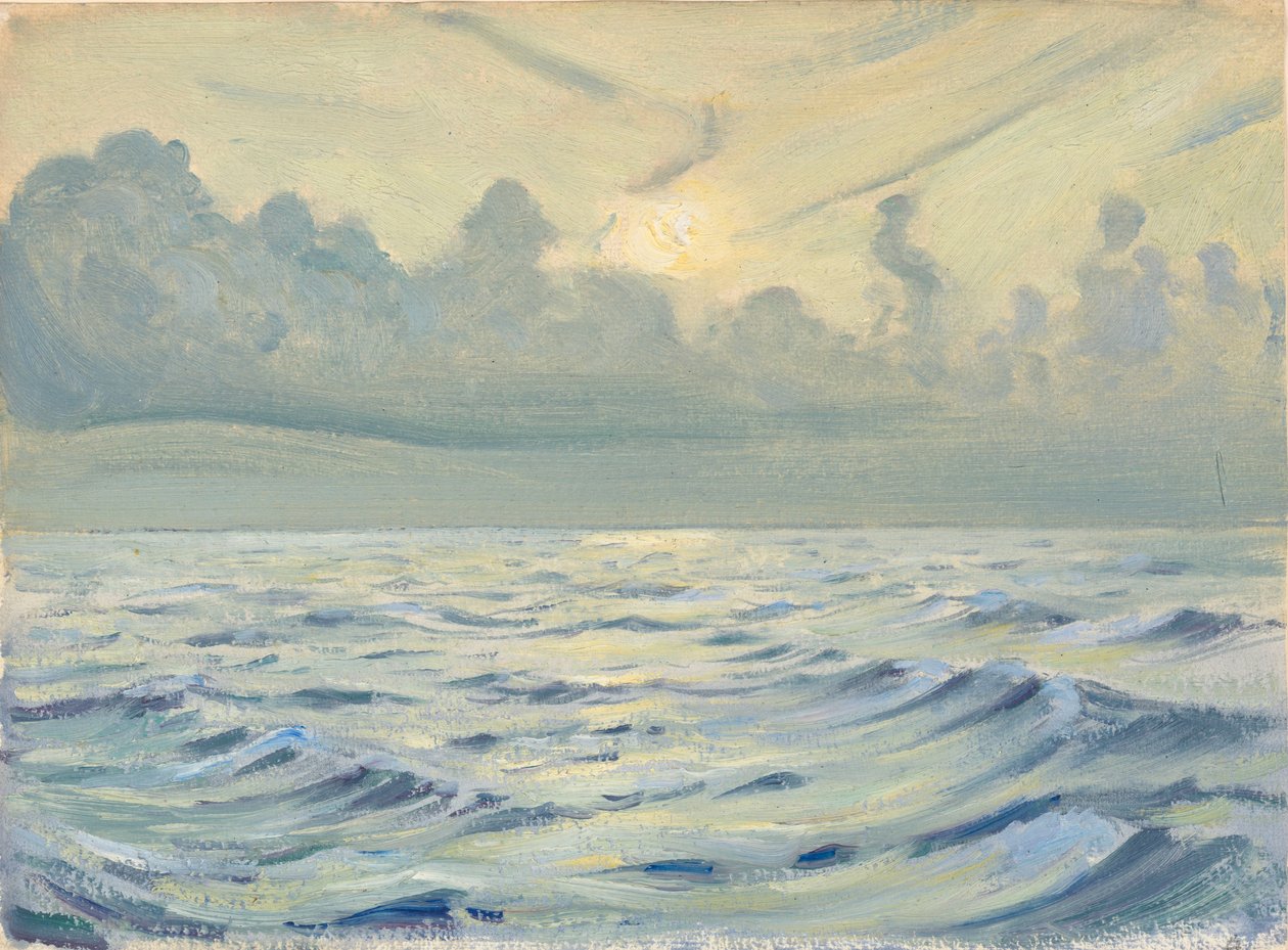 Paisagem marítima, finais do século XIX - meados do século XX (óleo sobre papel) de John Everett