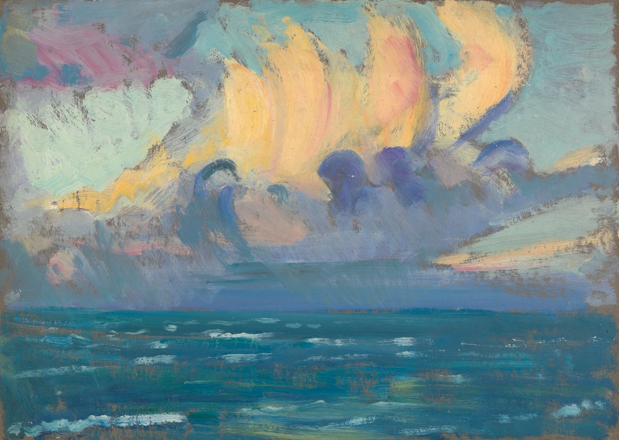 Paisagem marítima, finais do século XIX - meados do século XX (óleo sobre papel) de John Everett