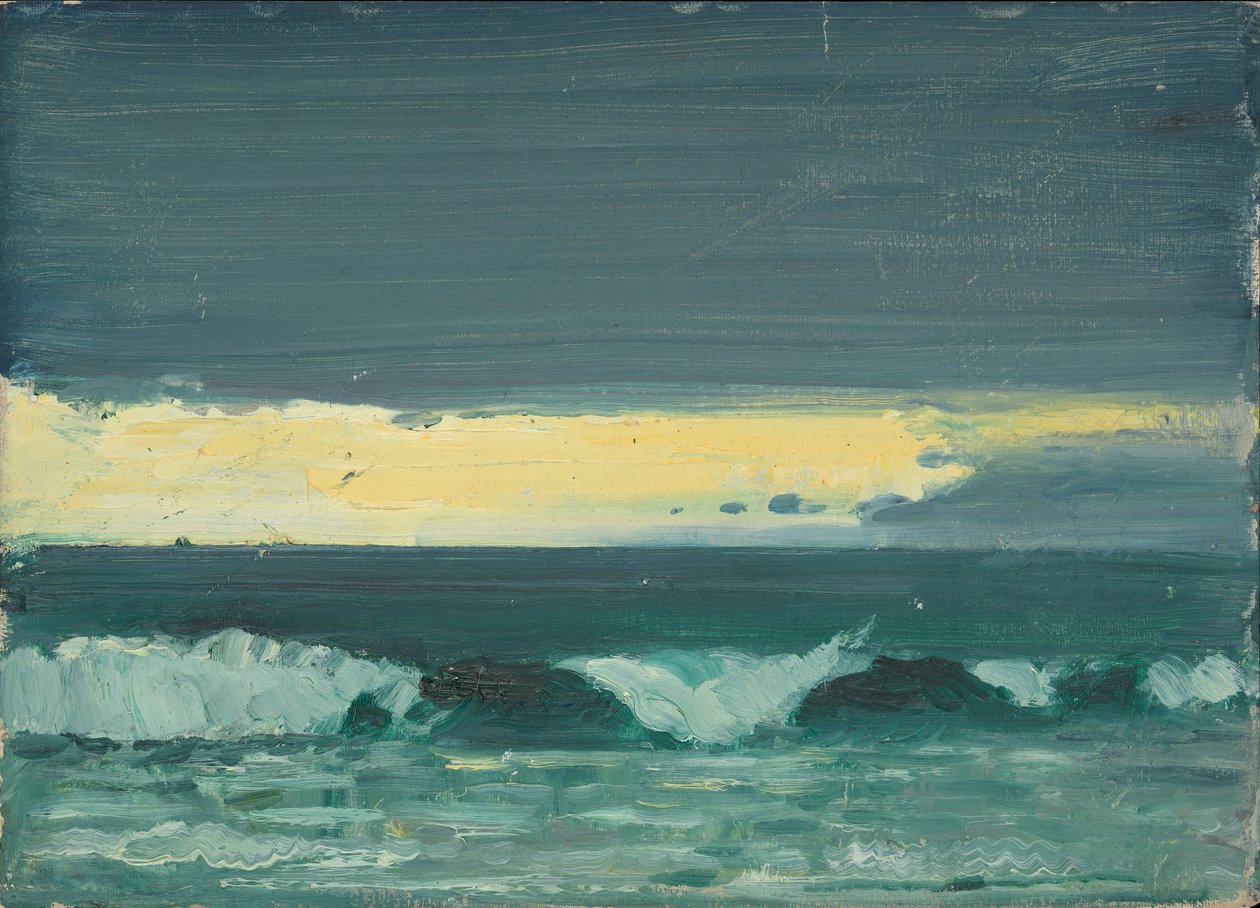 Paisagem marítima, finais do século XIX - meados do século XX (óleo sobre papel) de John Everett
