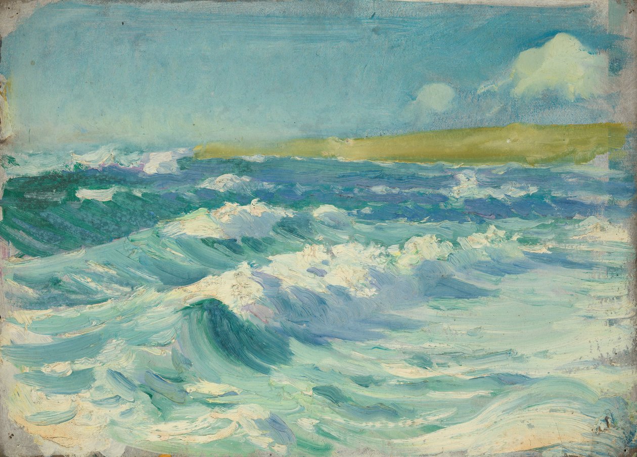 Paisagem marítima, finais do século XIX - meados do século XX (óleo sobre papel) de John Everett
