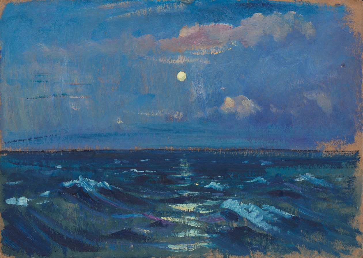 Paisagem marítima, finais do século XIX - meados do século XX (óleo sobre papel) de John Everett