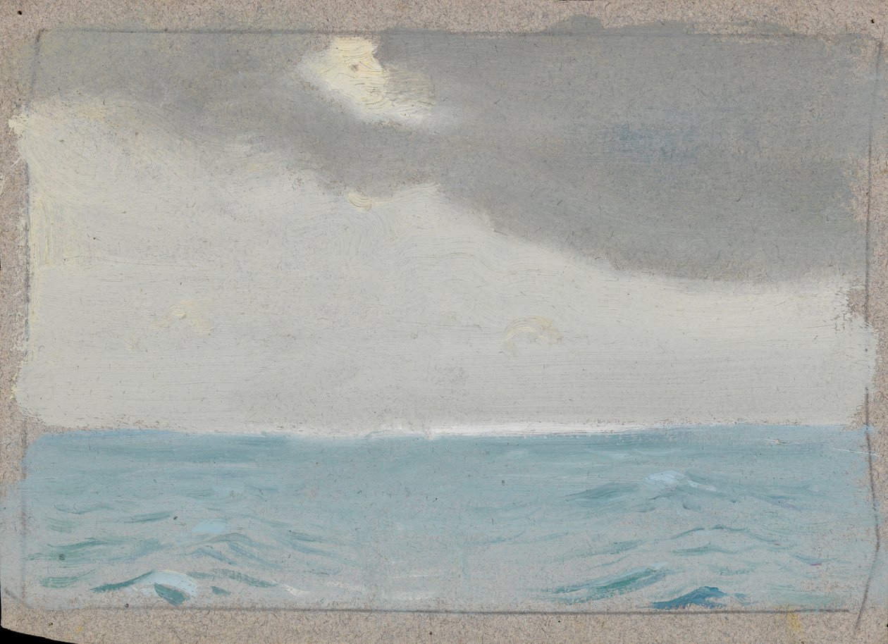 Paisagem marítima, finais do século XIX - meados do século XX (óleo sobre papel) de John Everett