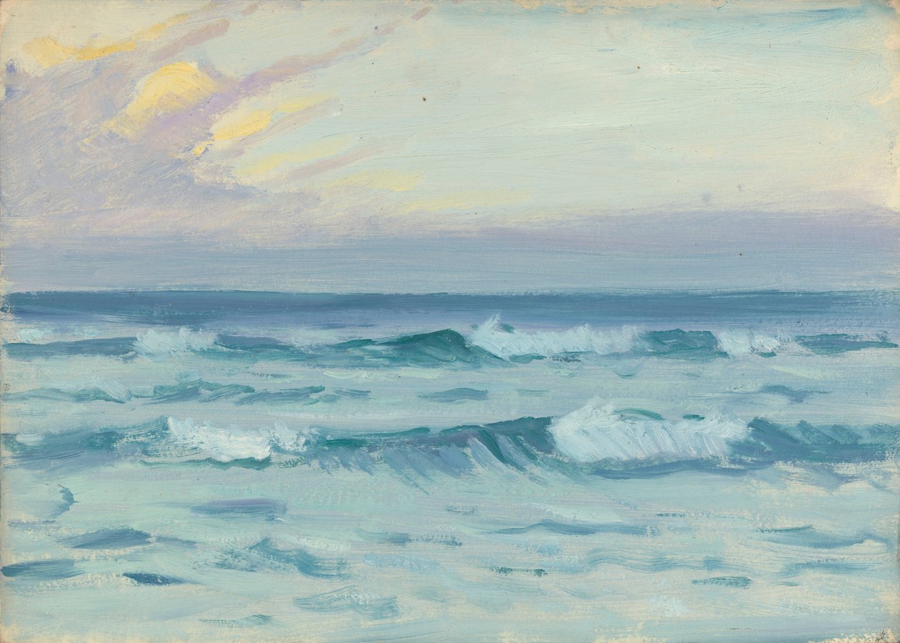 Paisagem marítima, finais do século XIX - meados do século XX (óleo sobre papel) de John Everett