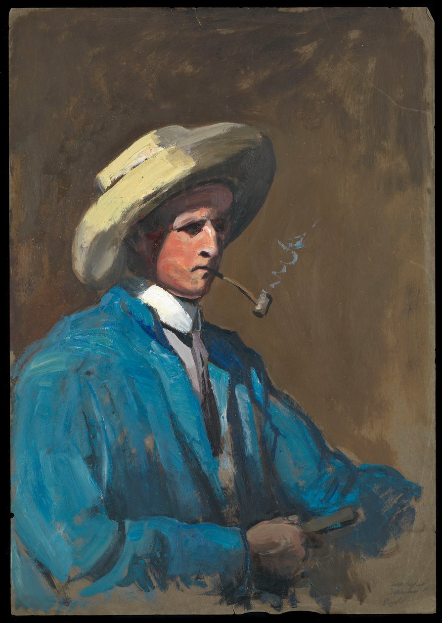Autorretrato de Herbert Barnard John Everett BHC2683, início do século XX (óleo sobre papel) de John Everett