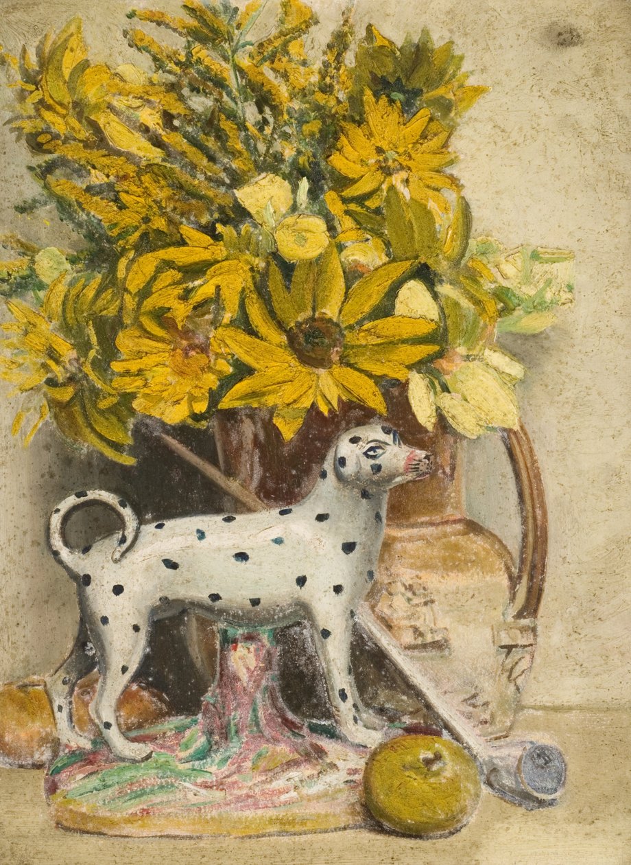 Still Life (Spotted Dog) (óleo a bordo) de John Everett