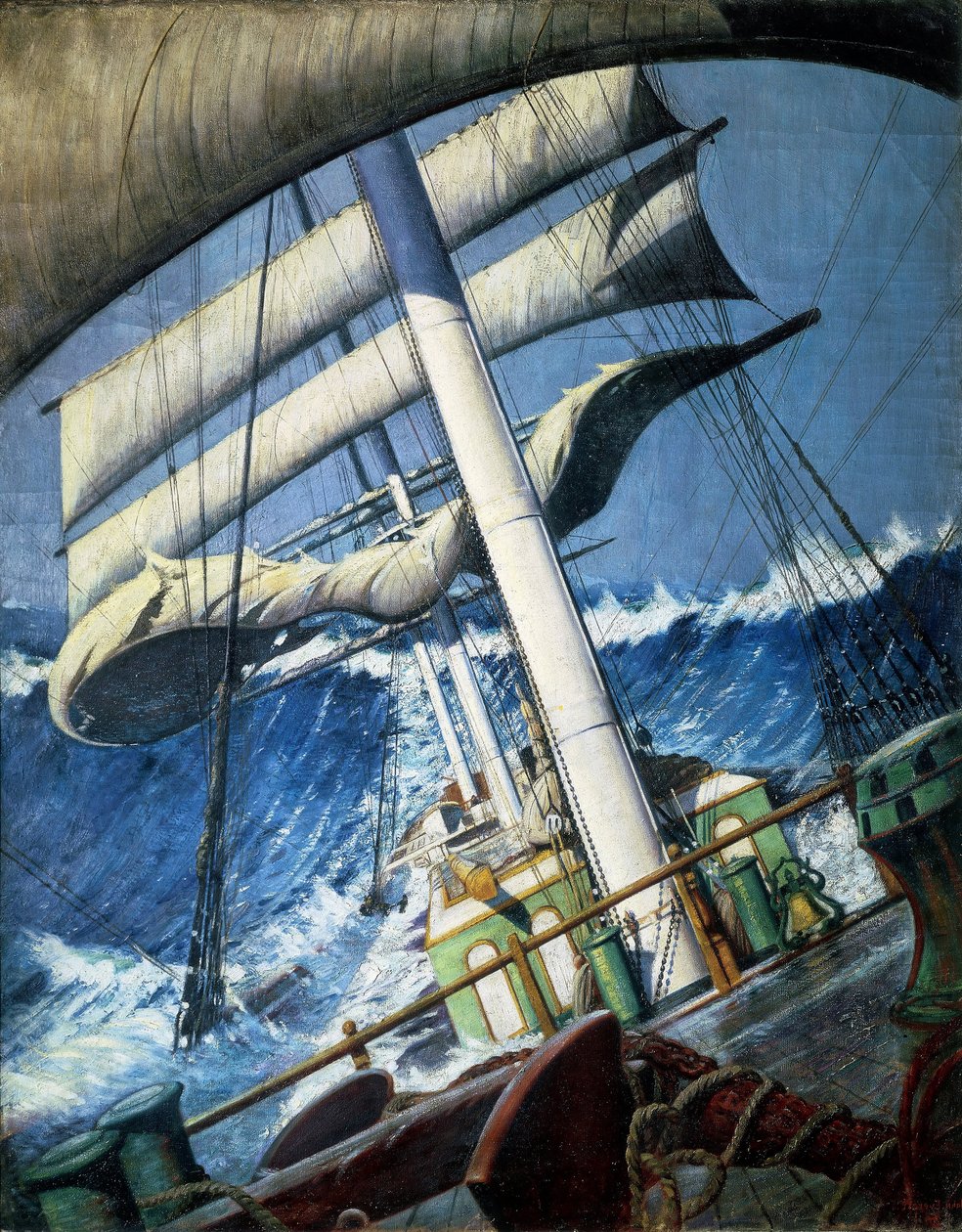 A ponte "Endymion" com mau tempo. Óleo sobre papel de Herbert Barnard John Everett (1876-1949) de John Everett