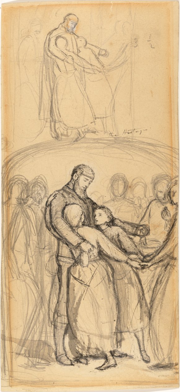 Um estudo para "O Resgate" de John Everett Millais