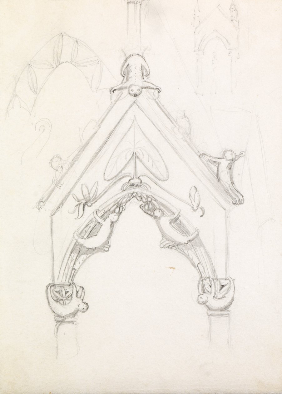 A Whimsical Gothic Archway, c.1853 (lápis no papel) de John Everett Millais