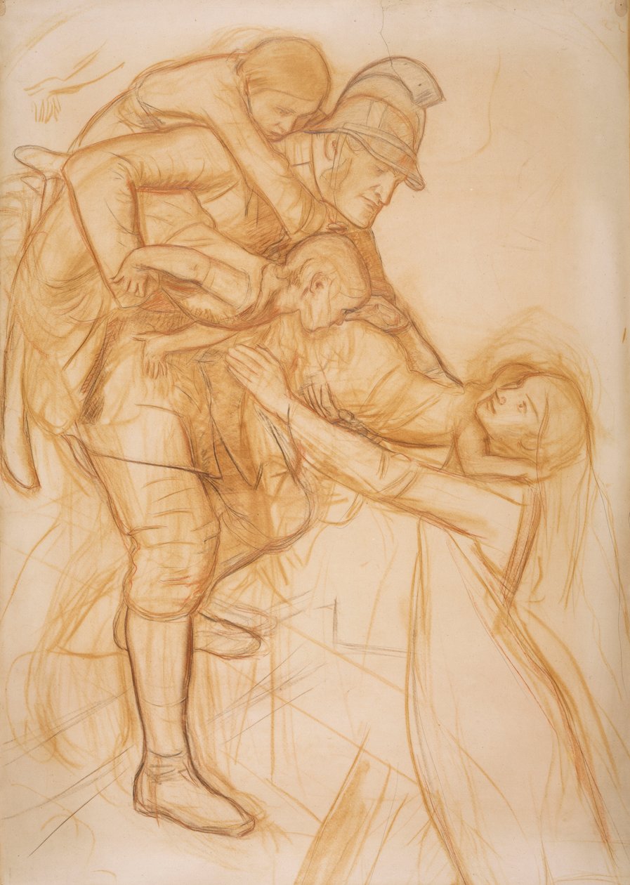 Desenho animado para "The Rescue", c.1855 de John Everett Millais