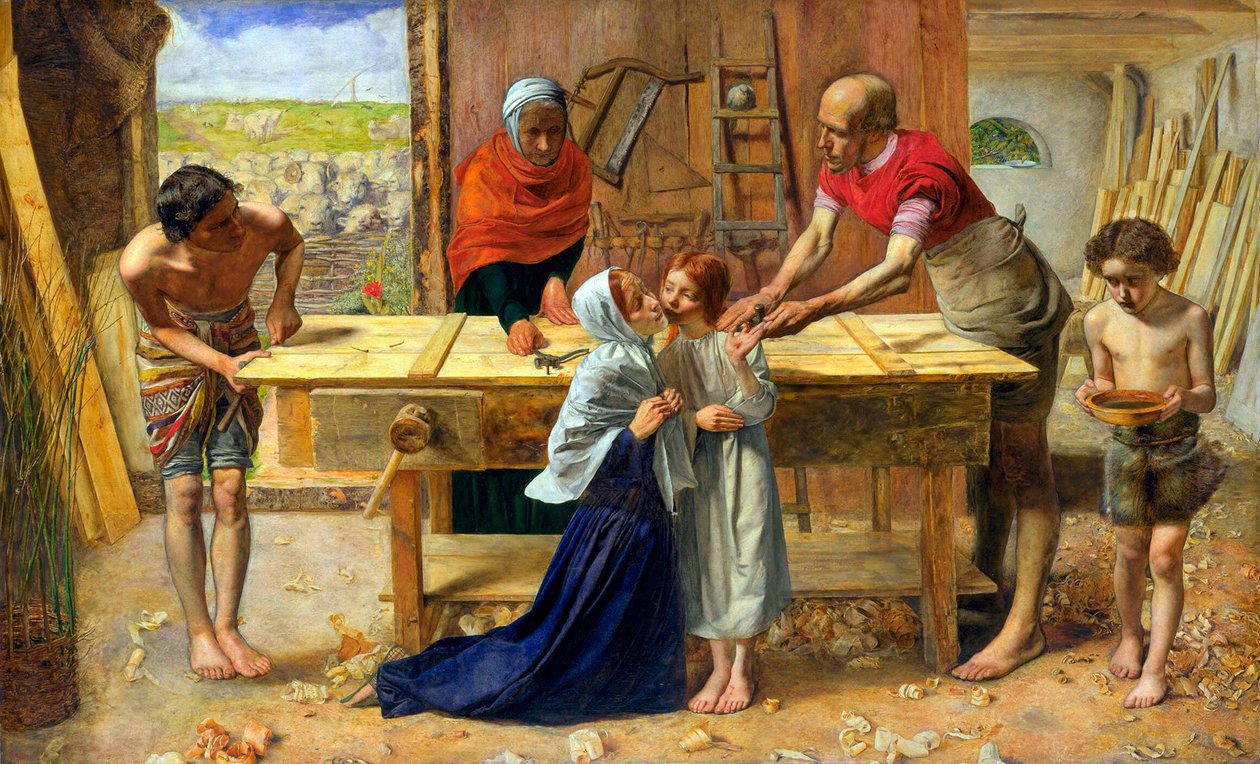 Jesus na casa de seus pais (oficina de carpinteiro) de John Everett Millais
