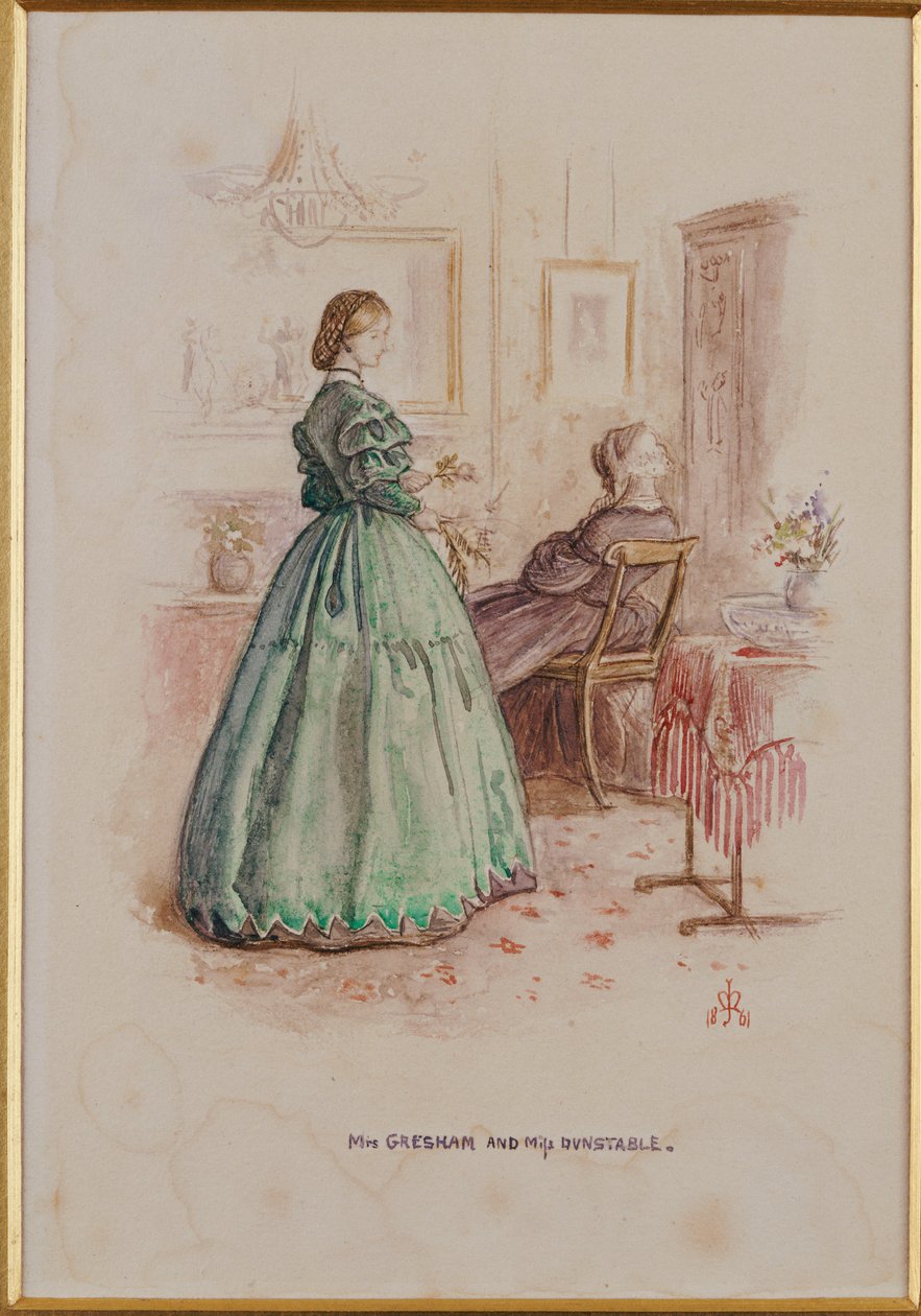 Sra. Gresham e Miss Dunstable: Uma ilustração para "Framley Parsonage", 1861 de John Everett Millais