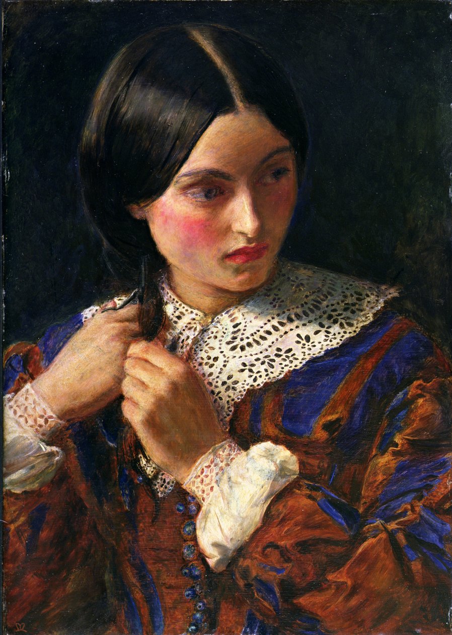 Apenas uma madeixa de cabelo, c.1857-58 (óleo sobre painel) de John Everett Millais