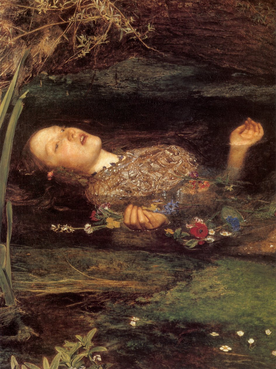 Ophelia, pormenor de John Everett Millais
