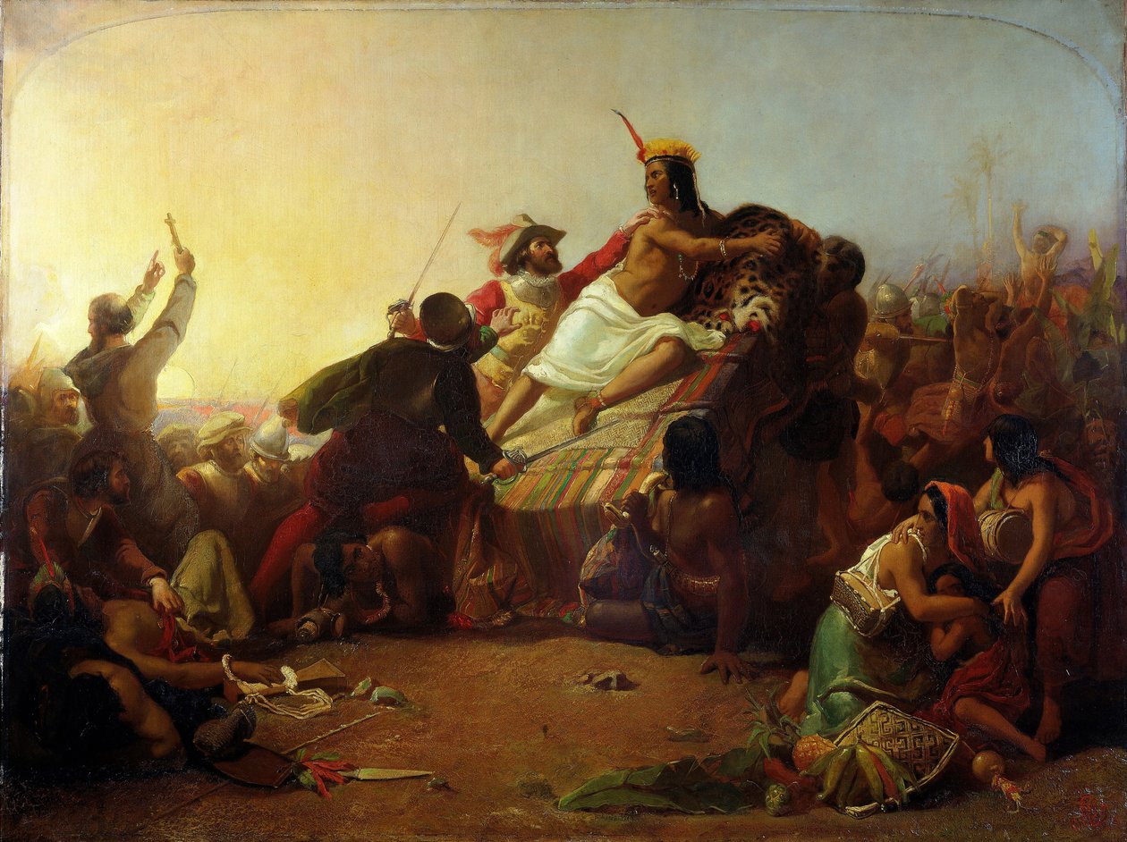 Pizarro Apreendendo o Inca do Peru, 1846 de John Everett Millais
