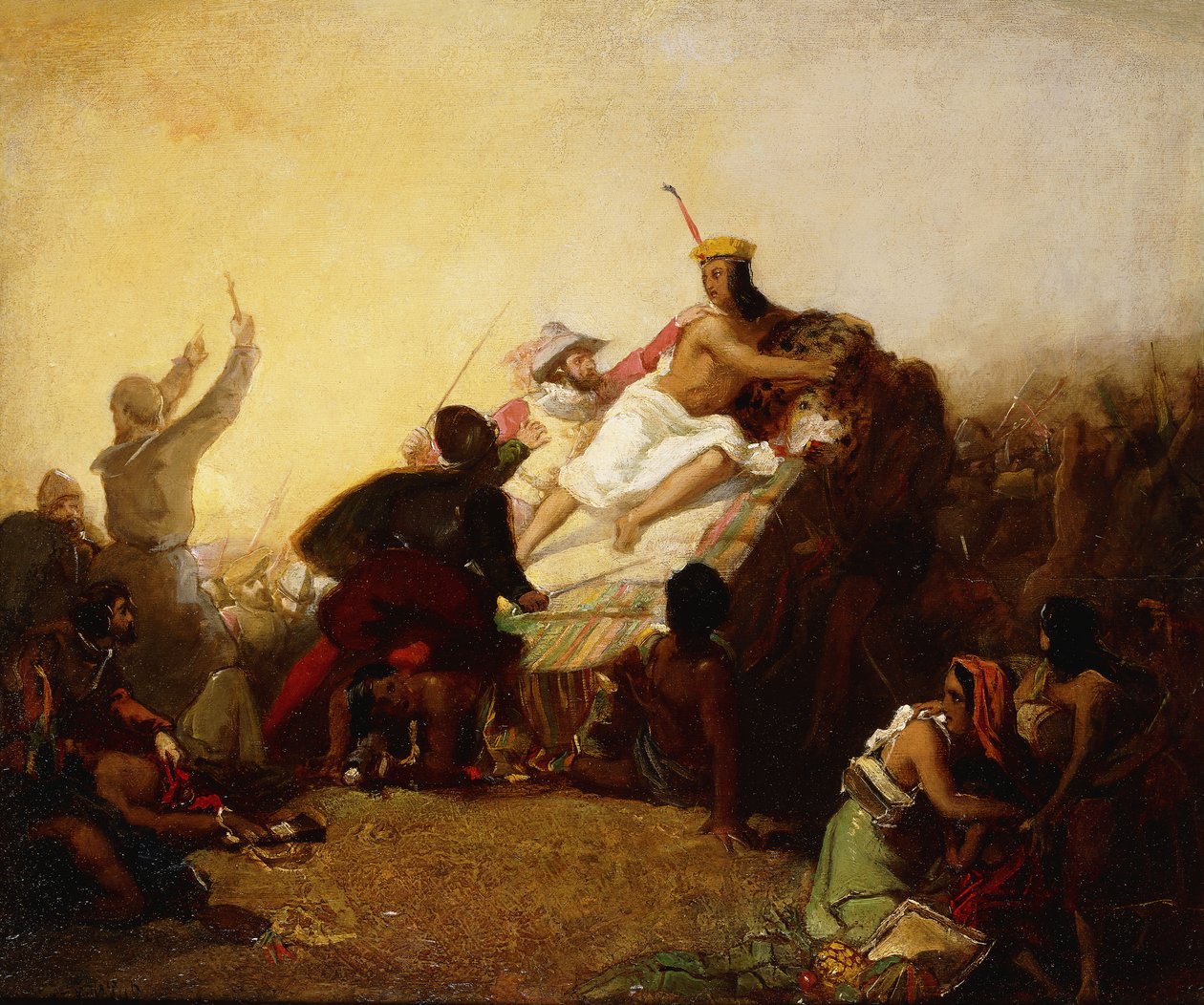 Pizarro Apreendendo o Inca do Peru, 1846 de John Everett Millais