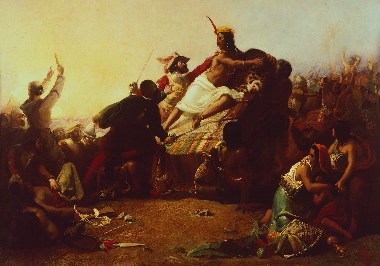 Pizzaro a medir o Inca do Peru, por John Everett Millais de John Everett Millais