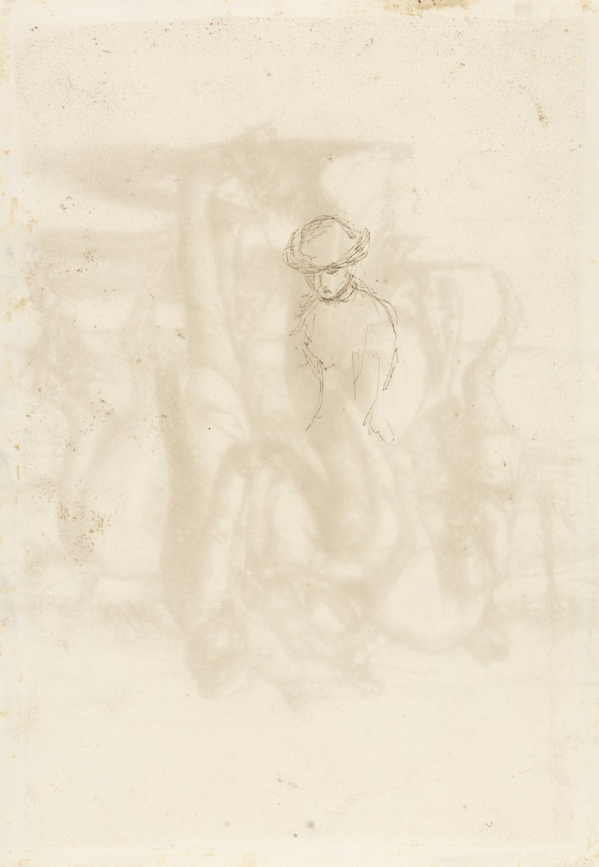 Rejeitado, Verso: Esboço de uma mulher, 1853 (caneta e tinta marrom no papel) de John Everett Millais