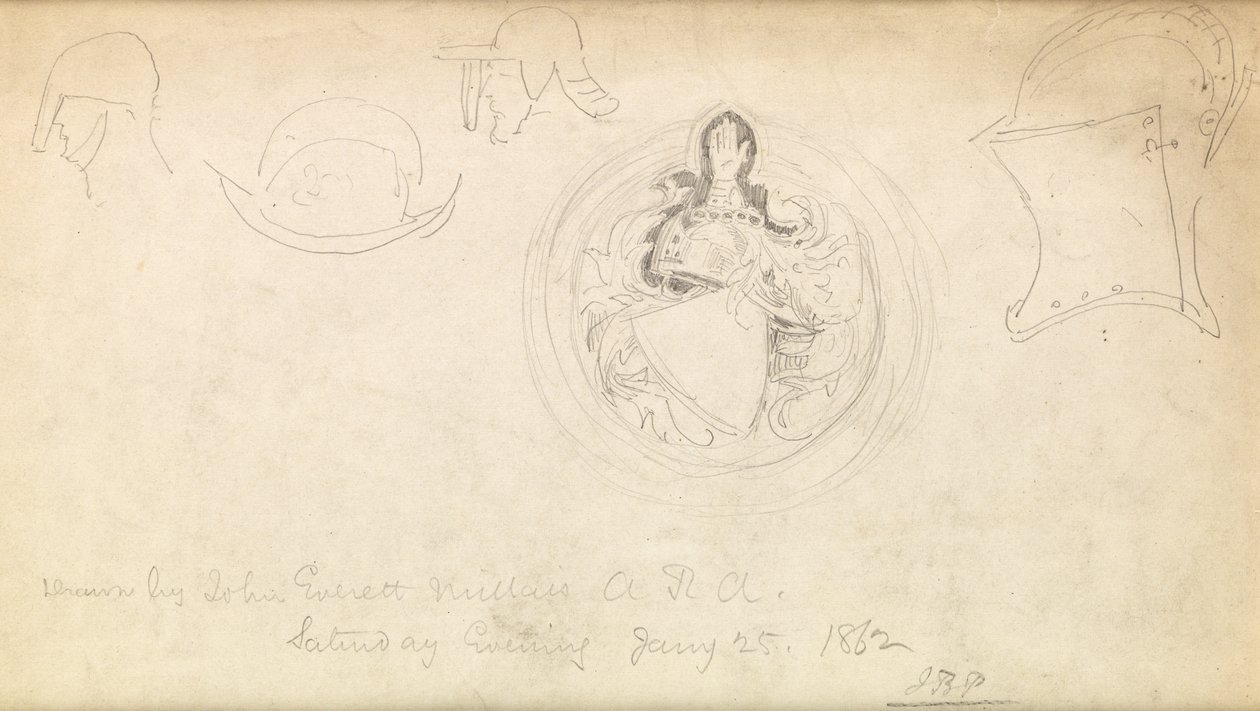 Esboço para um brasão de armas, 1862 de John Everett Millais