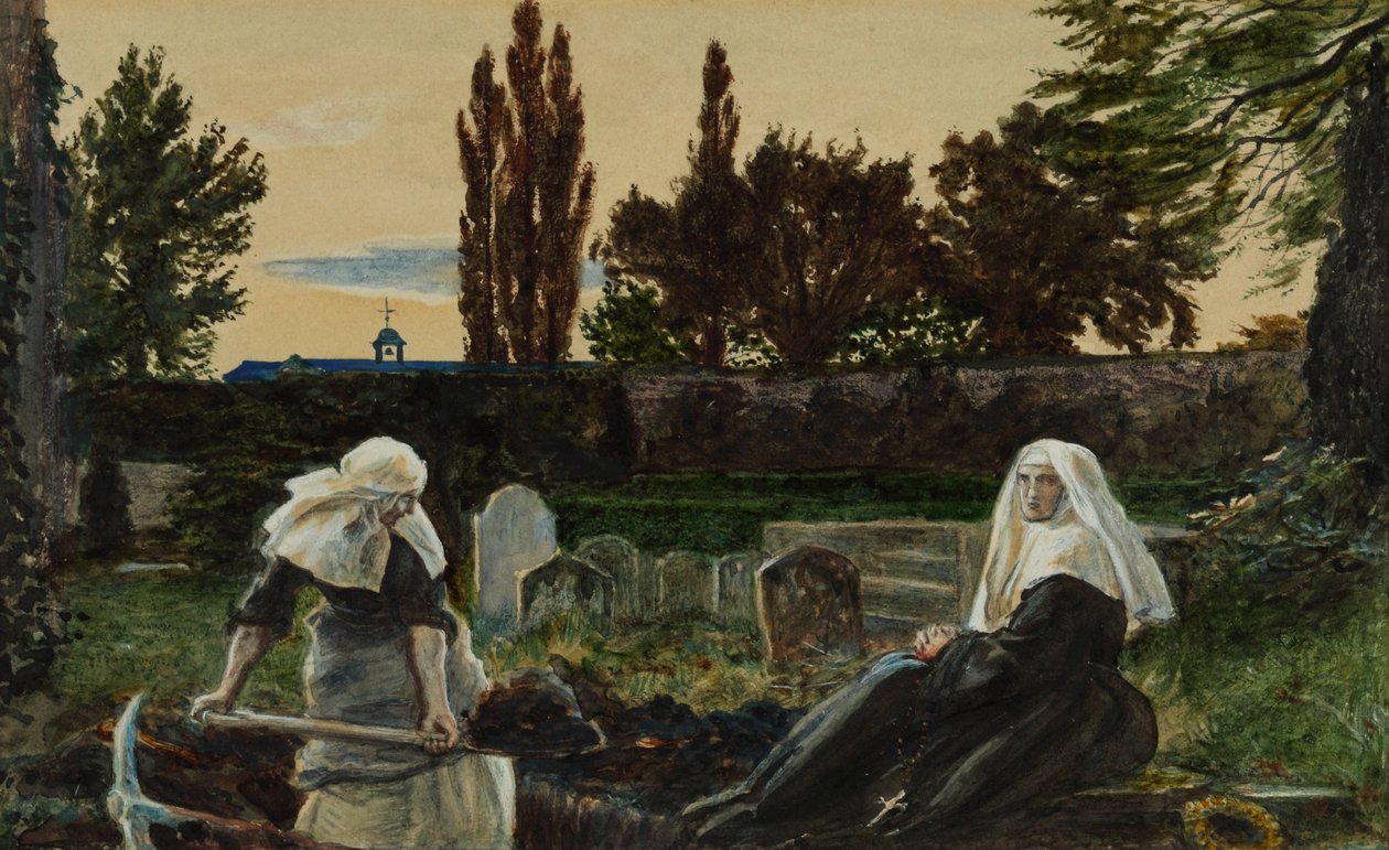 Estudo para "O Vale do Descanso" (aguarela, guache e goma-arábica sobre papel) de John Everett Millais