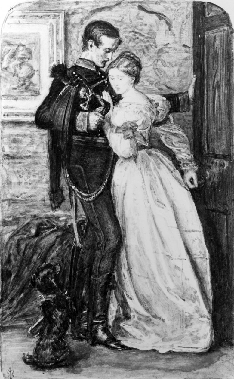 O Brunswicker Preto, c.1865 (wc no papel) de John Everett Millais