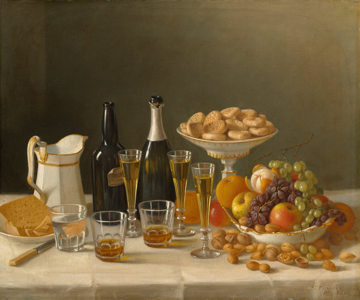 Vinho, queijo e fruta de John F. Francis