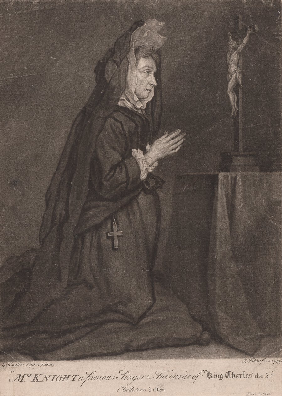 A Sra. Cavaleiro Cantora Famosa e Favorita do Rei Carlos II de John Faber the younger