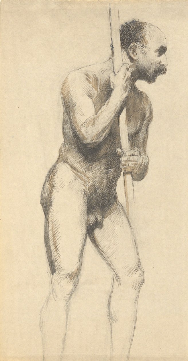 Nu masculino com um poste de John Ferguson Weir