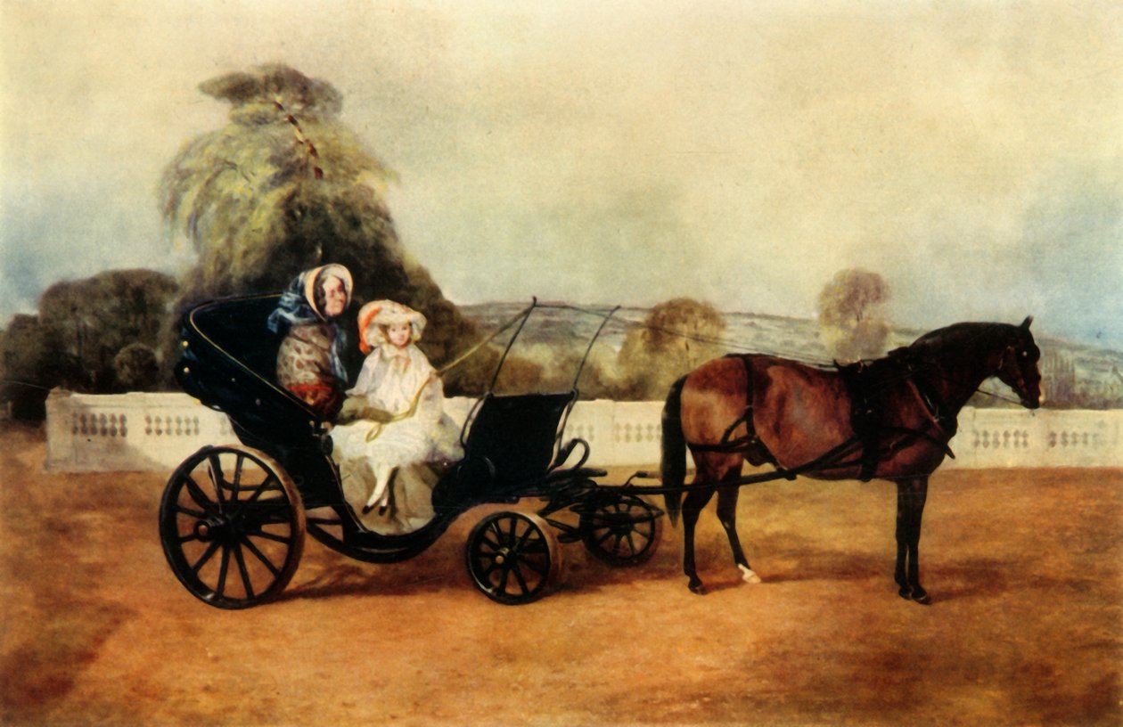 "Uma avó vitoriana a conduzir num carro de pónei...", início do século XIX, 1942.   de John Ferneley