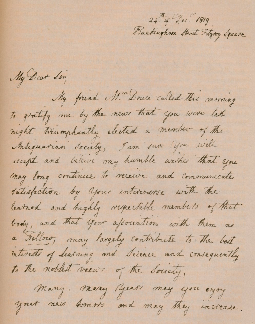Uma carta de John Flaxman, 24 de dezembro de 1819 1904 de John Flaxman