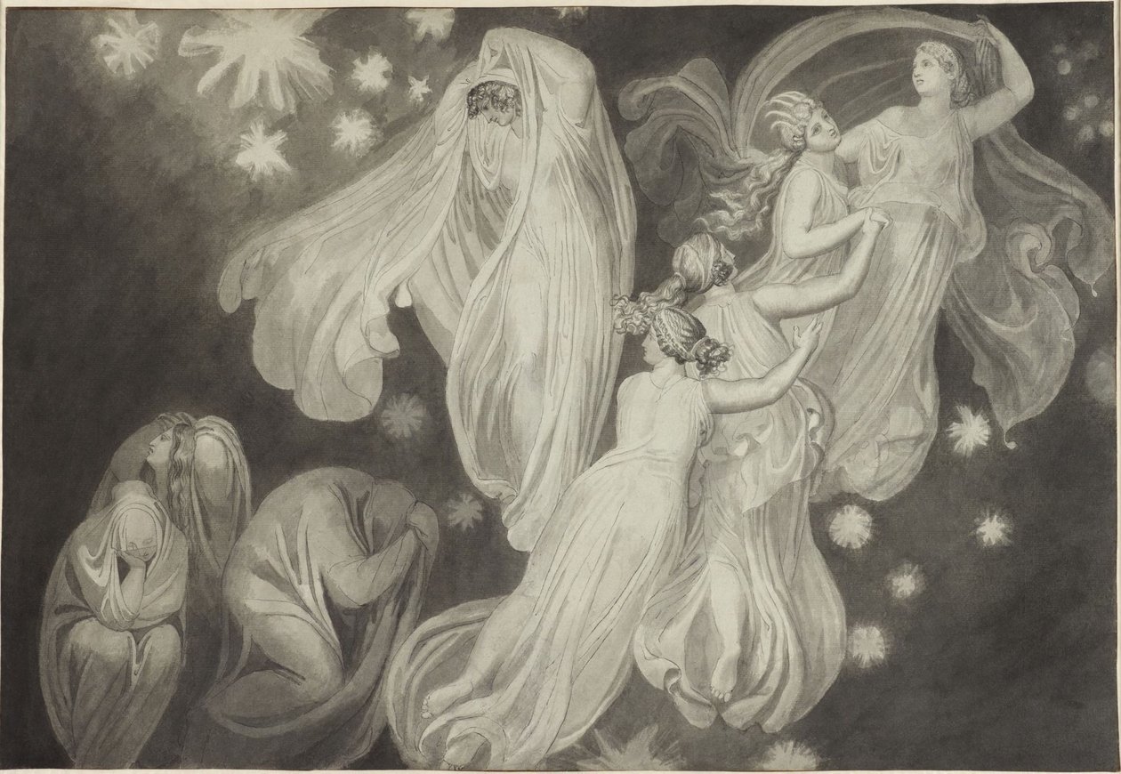 Anjos conduzem uma alma ao céu de John Flaxman