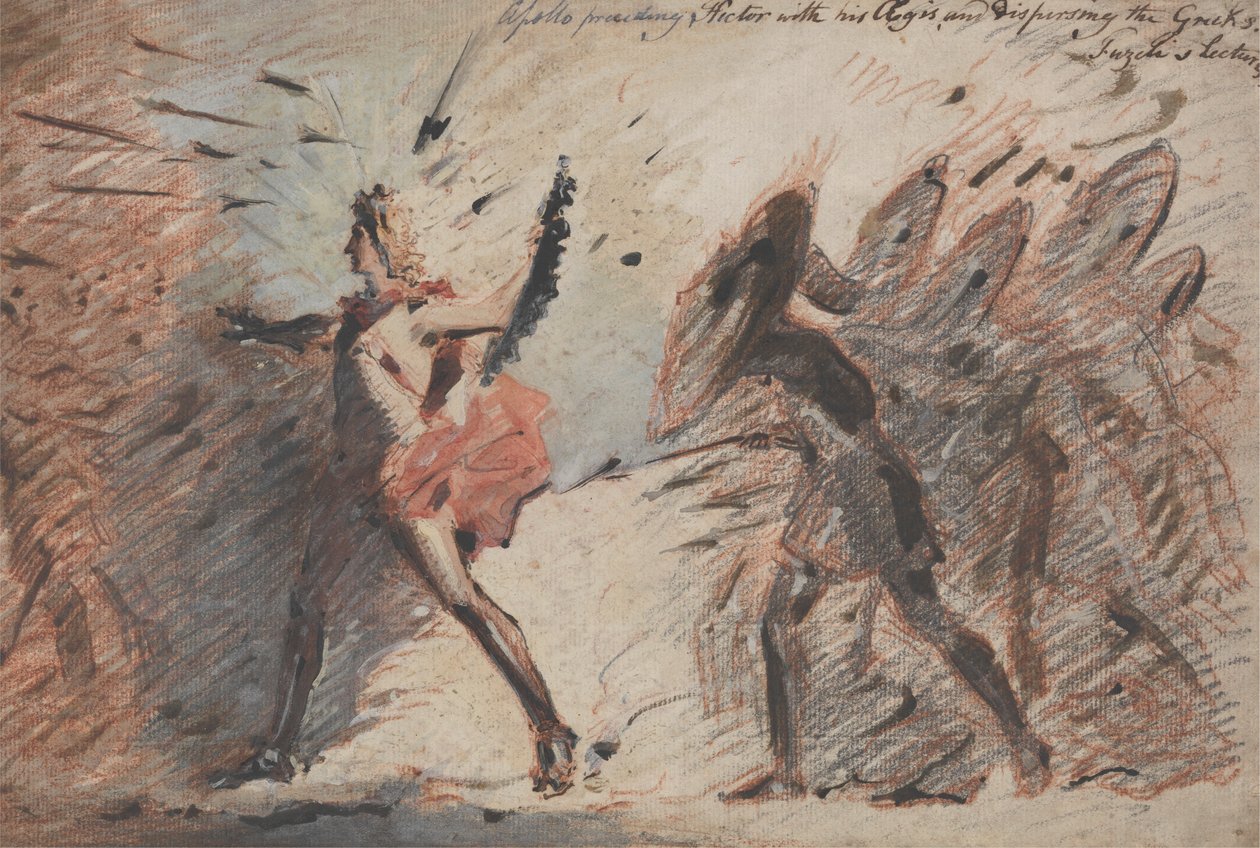 Apollo Precedendo o Hector com a sua Aegis, e Dispersando os Gregos, as Palestras de Fuseli de John Flaxman