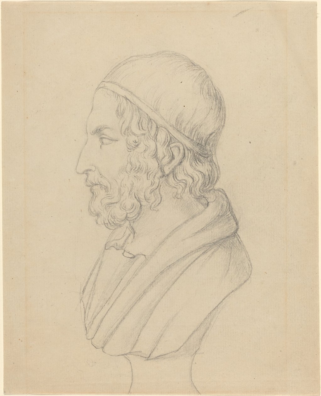 Busto de retrato clássico de um homem barbudo de John Flaxman