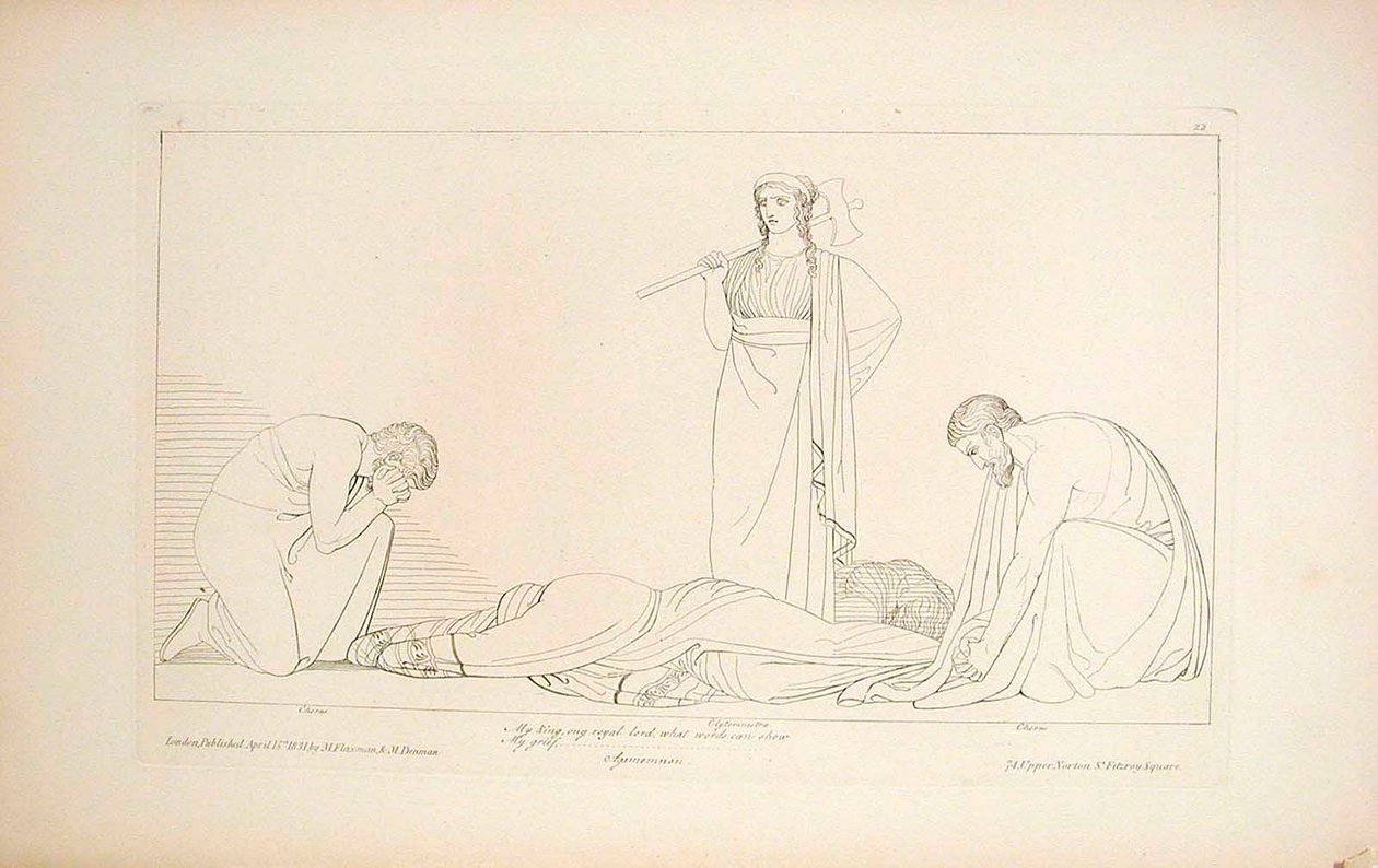 Clitemnestra e o coro de John Flaxman