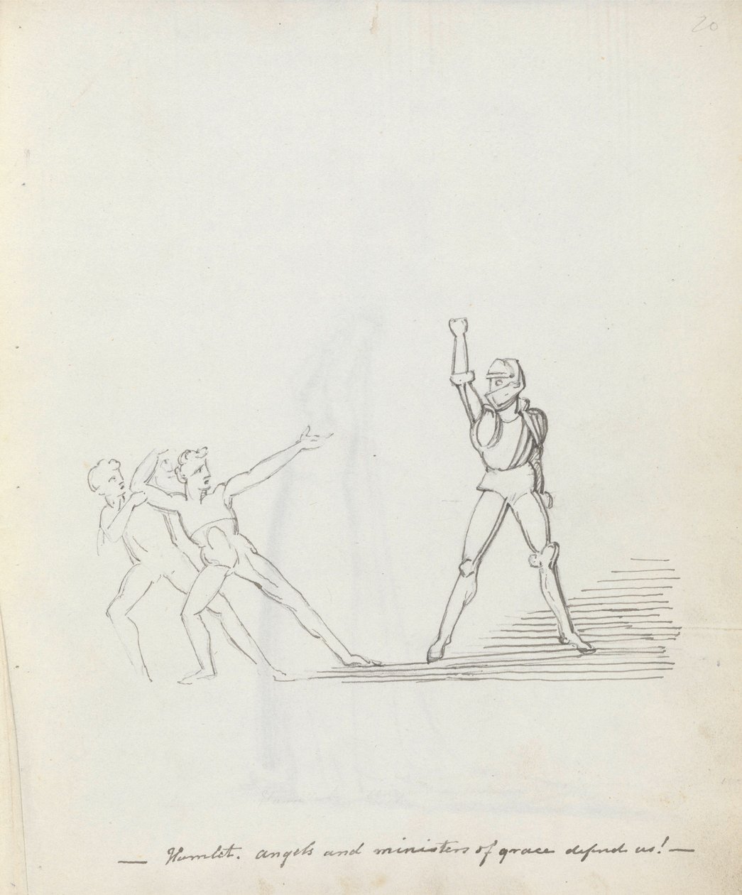 Aldeia. anjos e ministros da graça nos defendem !, 1783 (caneta, tinta e papel) de John Flaxman