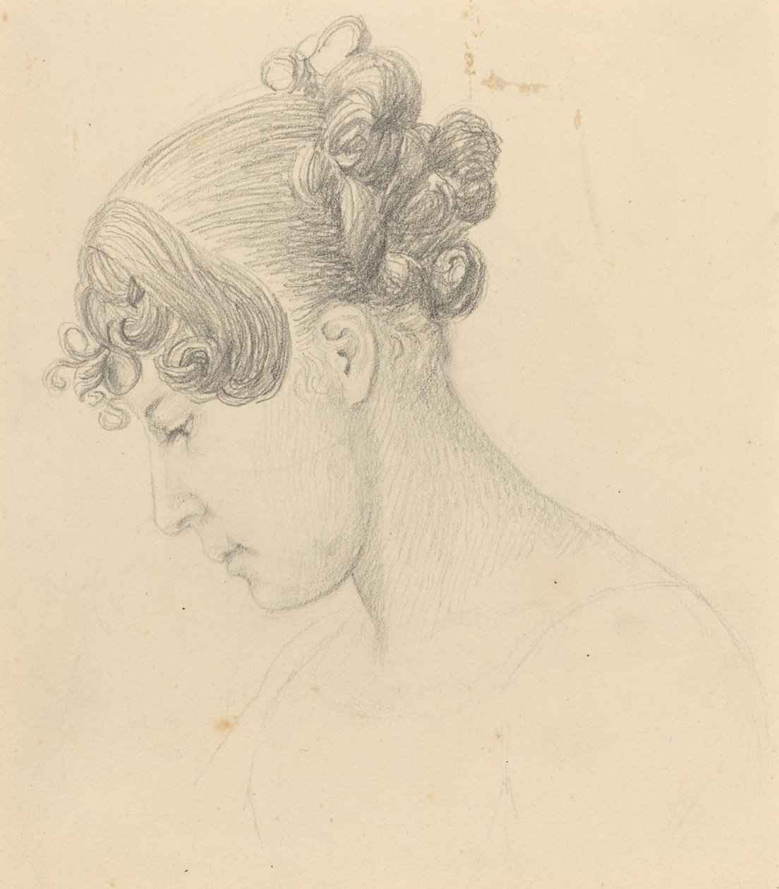 Cabeça de uma mulher olhando para baixo (Theresa Turner?) de John Flaxman