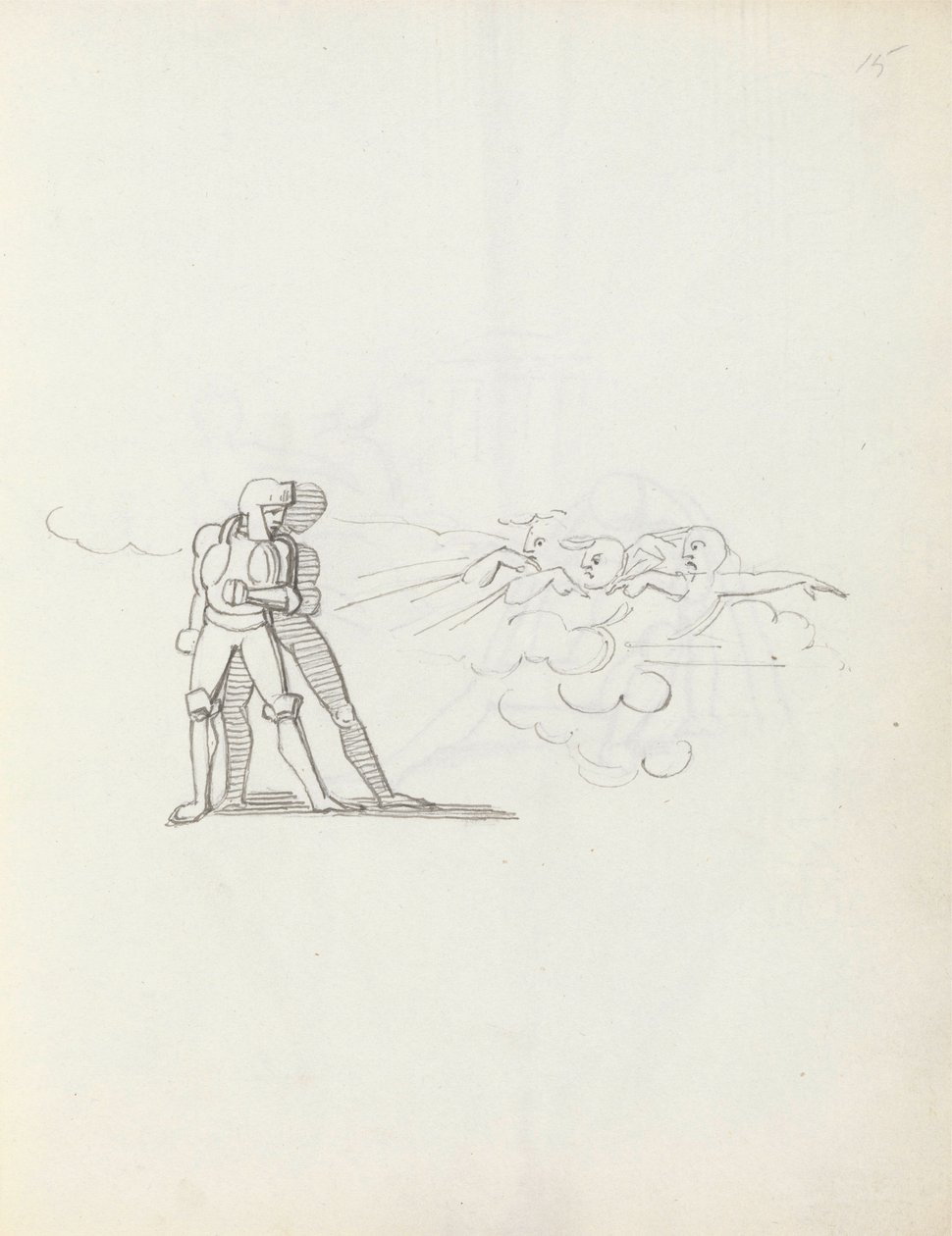 John Philip Kemble como Hamlet, 1783 (caneta, tinta e papel) de John Flaxman