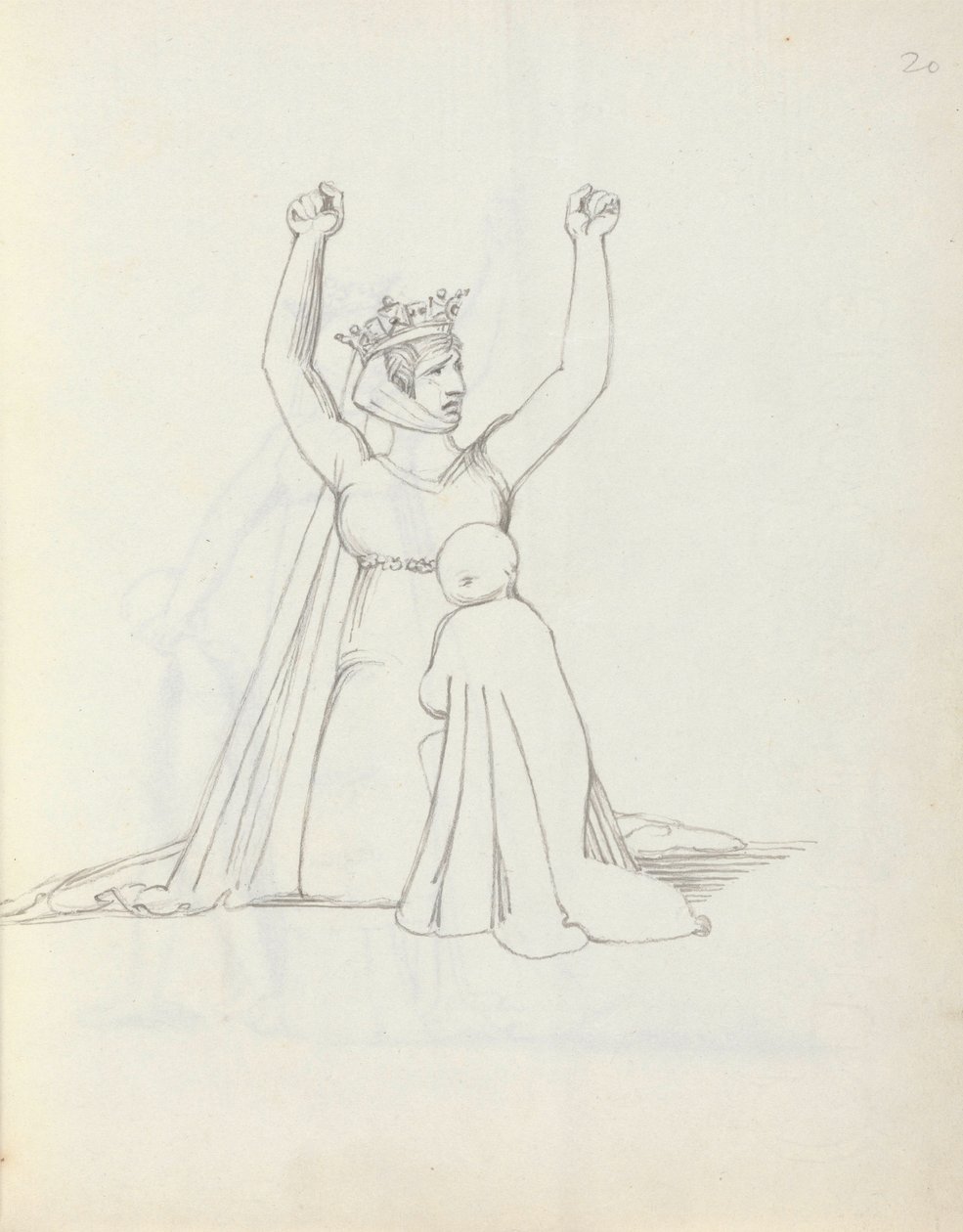 Sra. Siddons como Constance, 1783 (caneta, tinta e papel) de John Flaxman