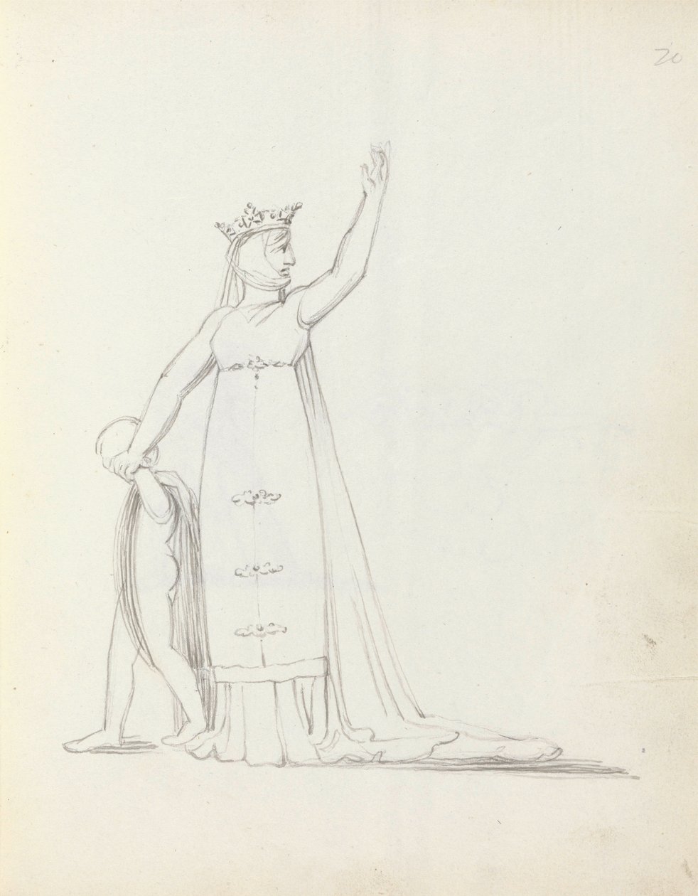 Mrs Siddons como Constance with Child, 1783 (caneta, tinta e papel) de John Flaxman