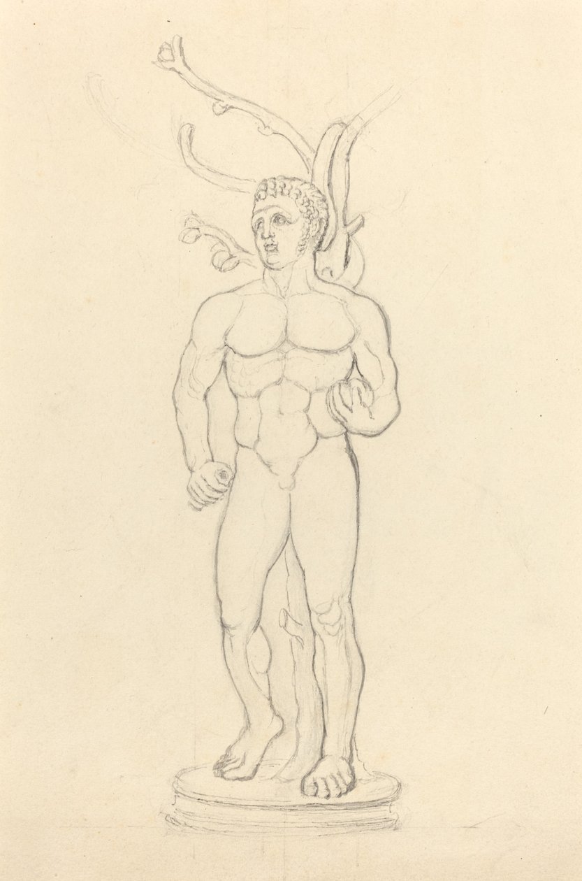 Estátua de um nu masculino diante de uma árvore de John Flaxman