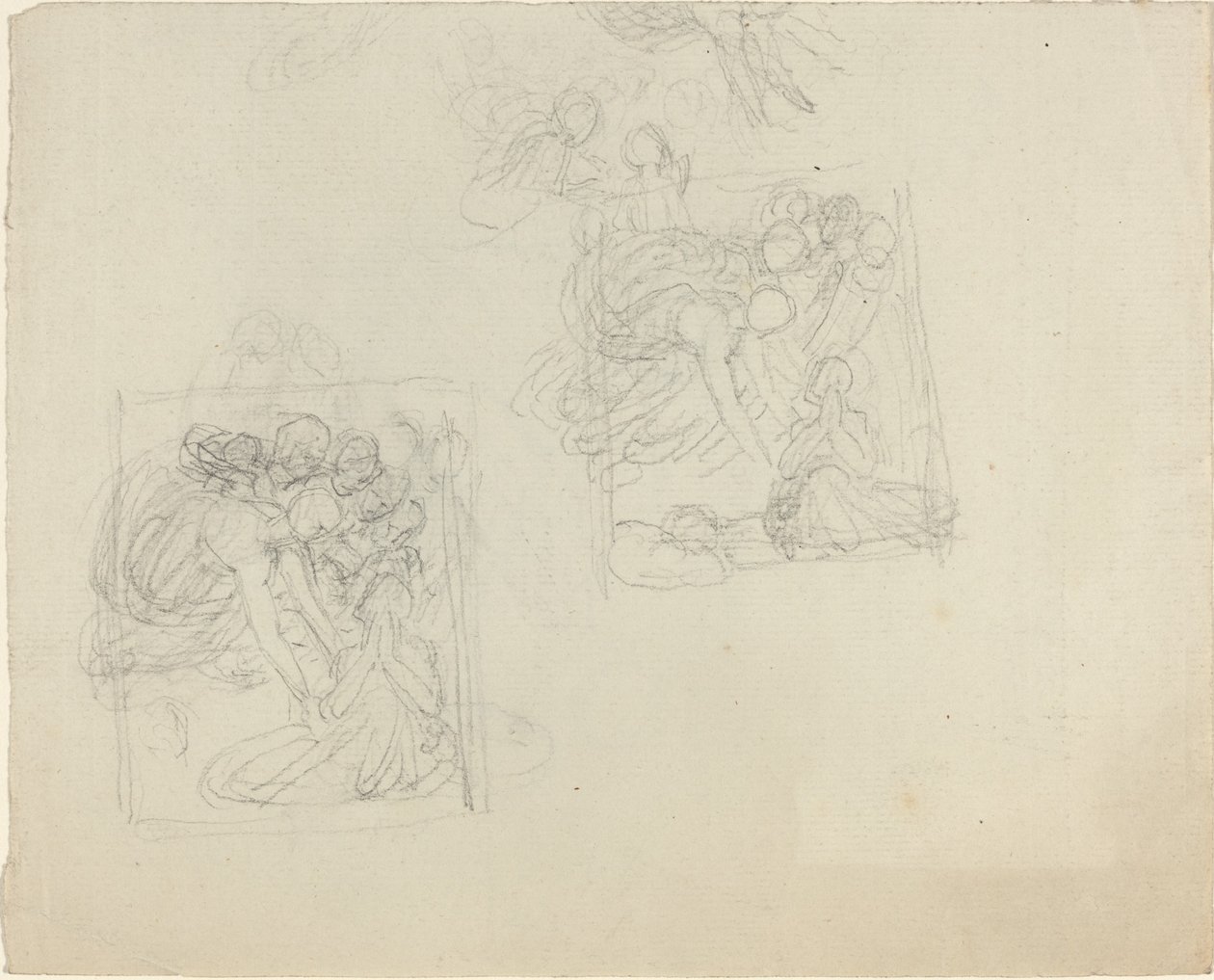 Estudos para um monumento com anjos descendo para uma figura em oração [reto e verso] de John Flaxman