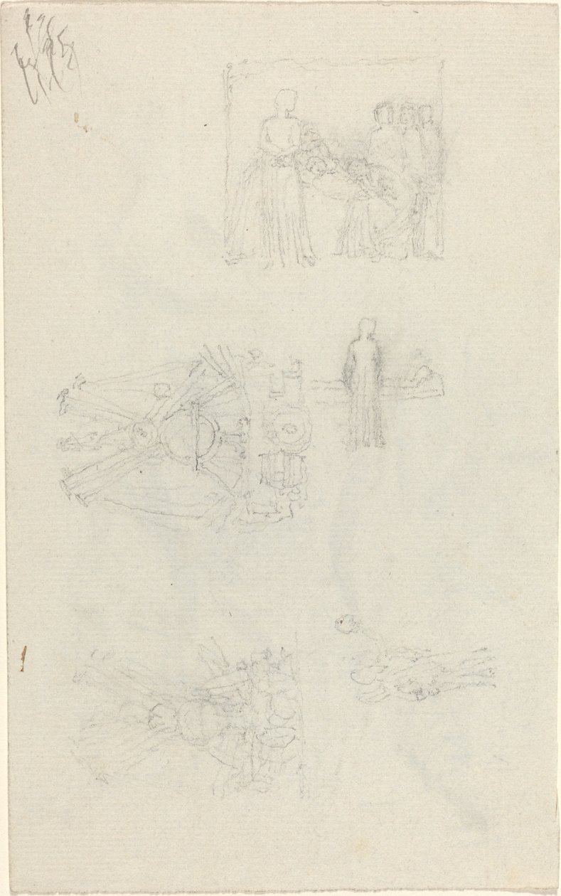 Estudos de um leito de enfermo e decorações para a fachada do Palácio de Buckingham [reto e verso] de John Flaxman