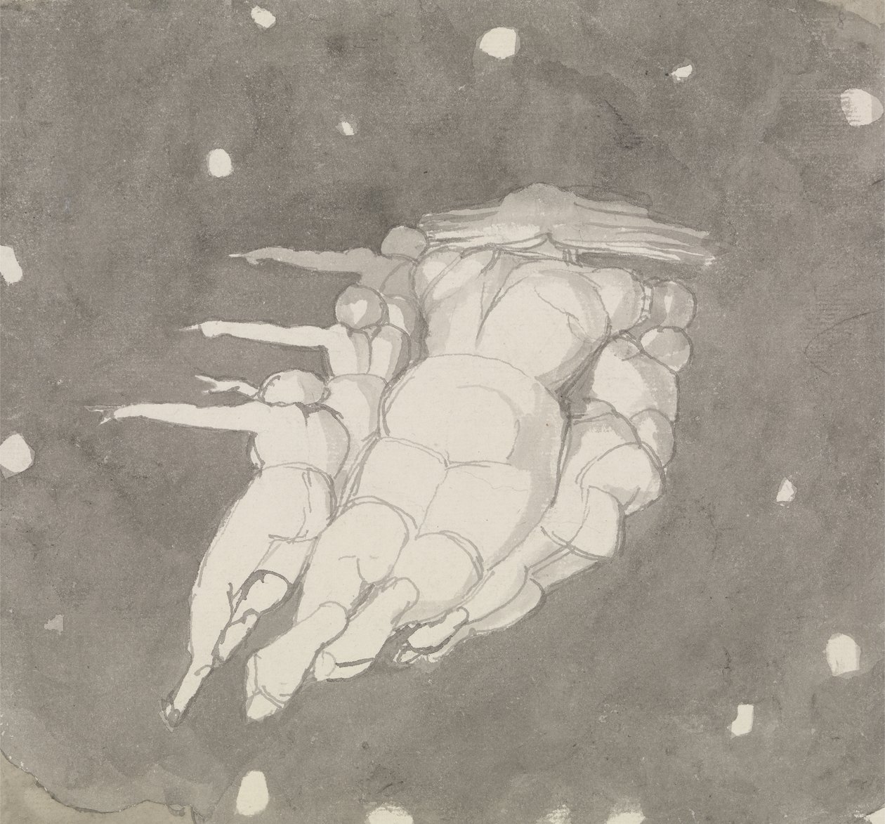 A Criação dos Céus, c.1790 (caneta e tinta com lavagem no papel) de John Flaxman