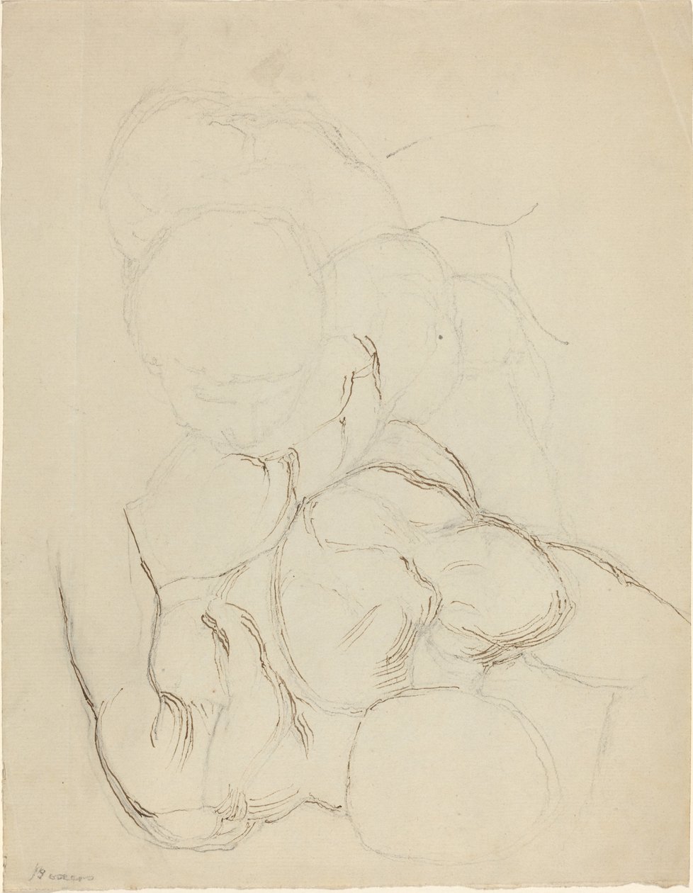 Dois nus masculinos vistos de cima de John Flaxman