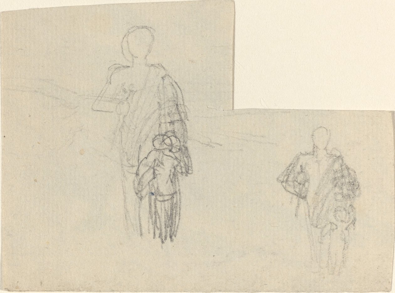 Dois estudos de figura em pé e criança de John Flaxman