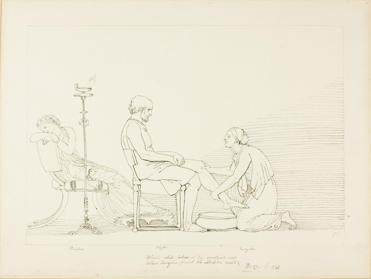Ulisses, Penélope e Euricleia de John Flaxman