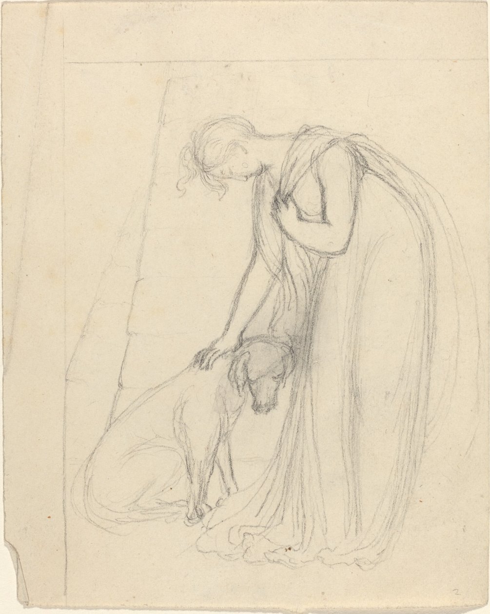 Mulher acariciando um cachorro de John Flaxman