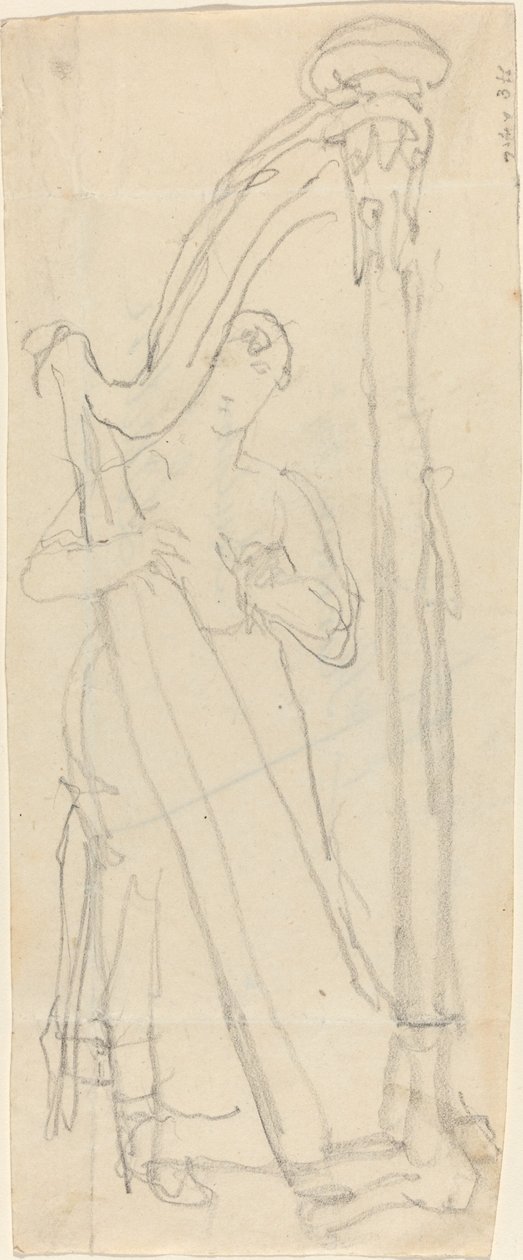 Mulher tocando uma harpa (Lavinia Banks?) de John Flaxman