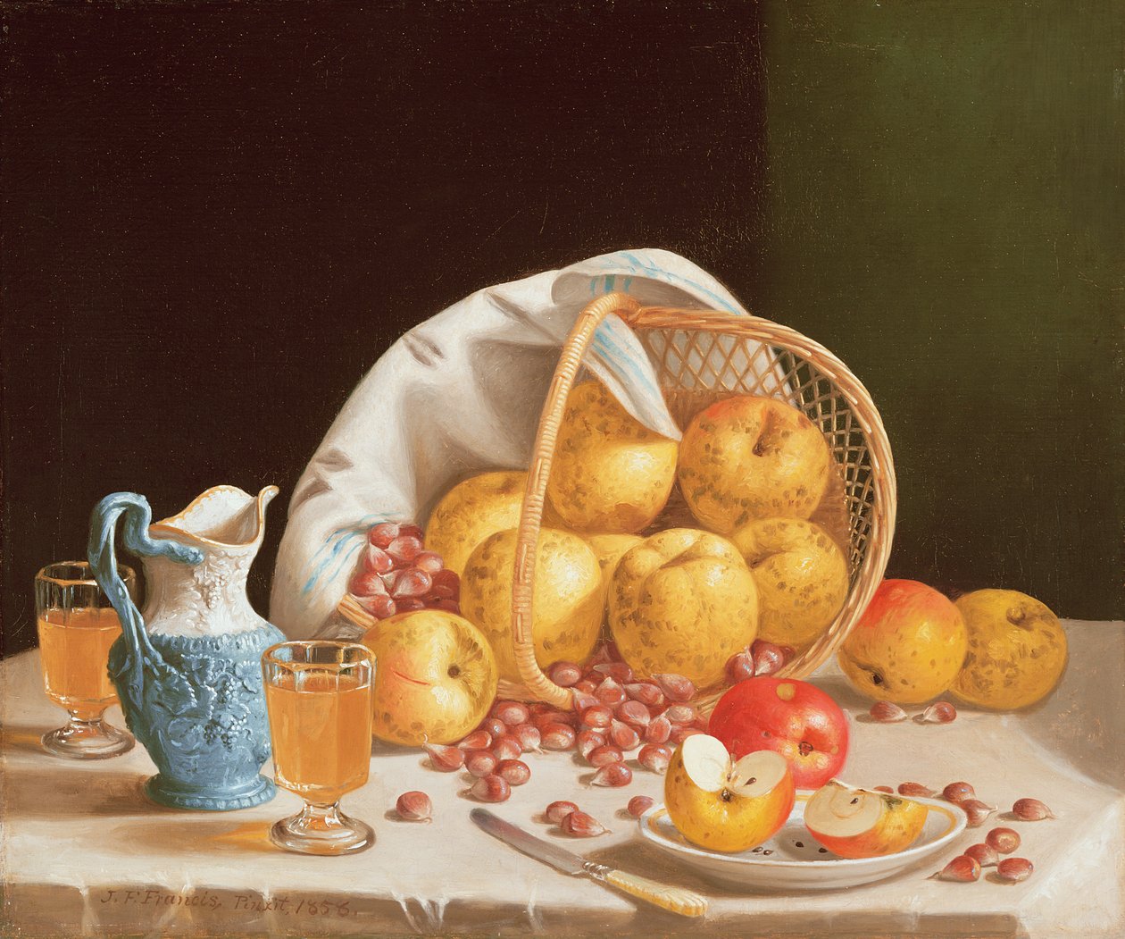 Ainda vida com maçãs amarelas, 1858 de John Francis