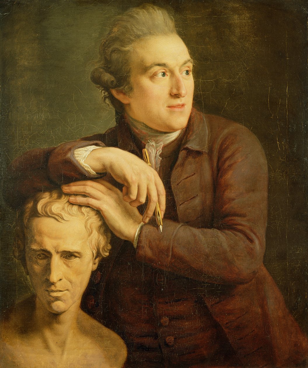 Joseph Nollekens (1737-1823) com seu busto de Laurence Sterne (1713-68) 1772 de John Francis Rigaud